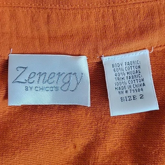 Zenergy by Chicos 2 pocket full zipper button up sleeve jacket womens size 2 - Picture 9 of 10